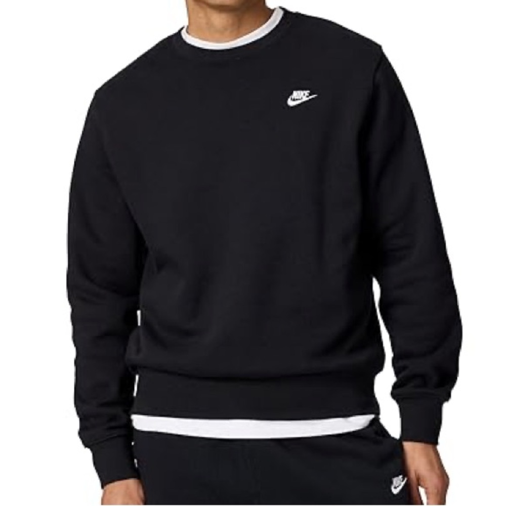 Nike Club Fleece Crew Men's Sweatshirt Crewneck Large Black